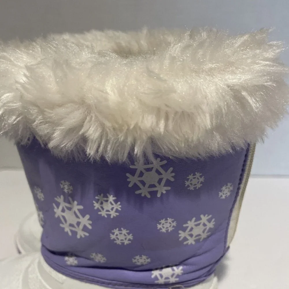 Outbrook Kids Snow Boots Child's Size 8 Faux Fur Lining Waterproof Purple White